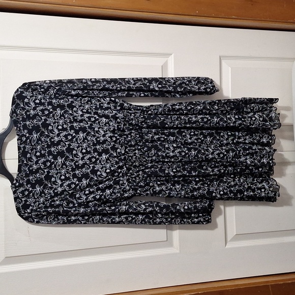 No Comment sheer lined mini dress - L - floral black/white - Picture 4 of 9